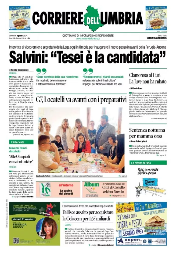 Prima-pagina-corriere umbria-del-2024-08-01